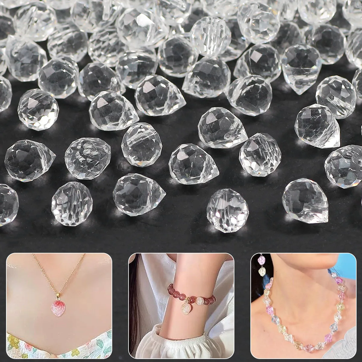 10×8mm Side Hole Pear Shape Crystal Bead White Translucent Glass Loose Beads For Jewelry Making Bracelet Earrings DIY Accessorie