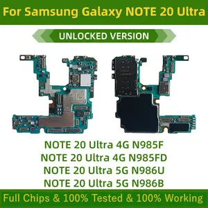 Bilashmart 100% Working Samsung Galaxy Note 20 ultra 4G N985F Unlocked Motherboard Note 20 ultra 5G N986B N986U Logic Board Replacement