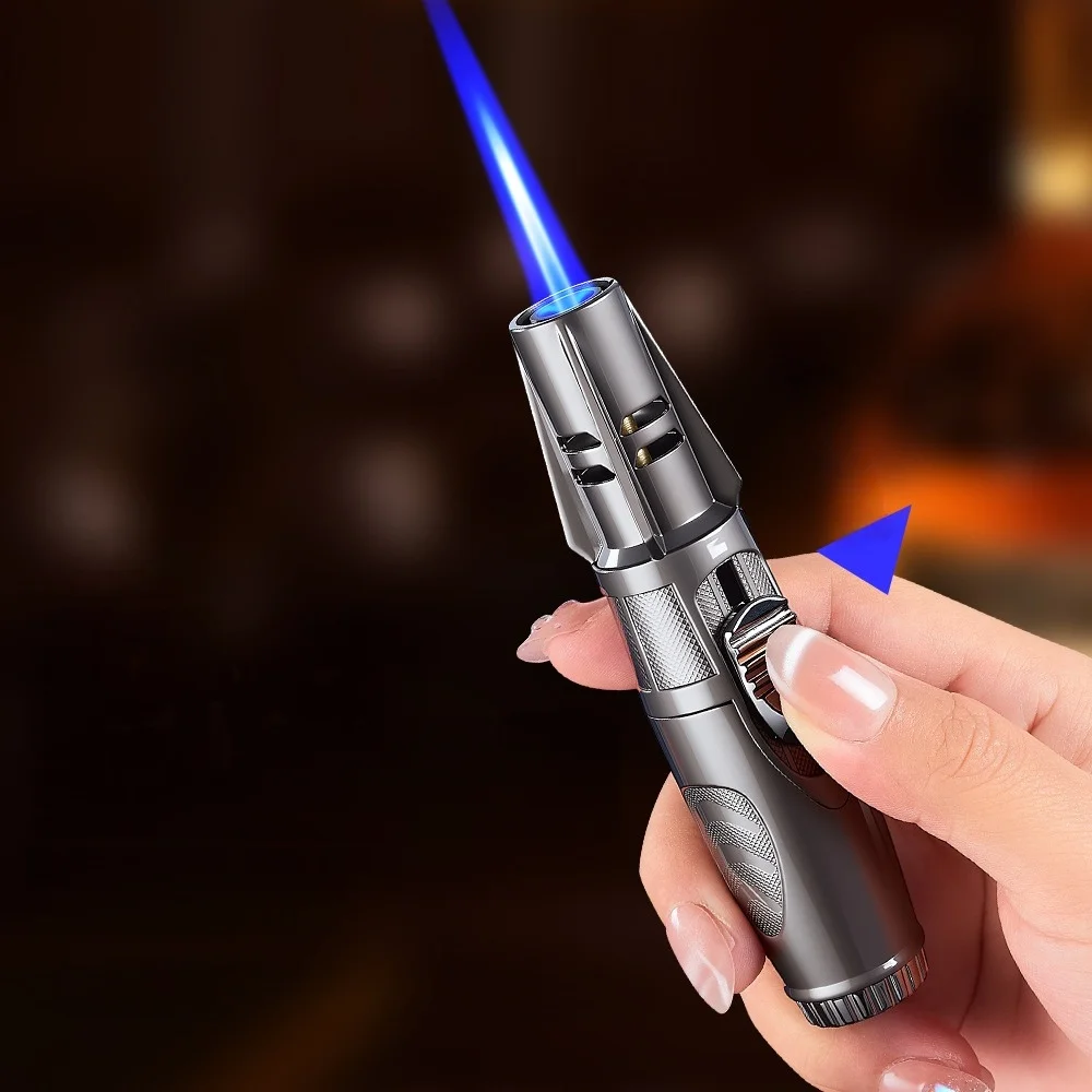 

New Windproof High Temperature Small Spray Gun Cigar Lighter Metal Jet Flame Inflatable Outdoor Portable Lighter Men's Gift