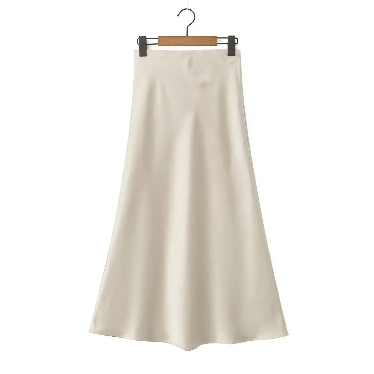 Withered Skirts Womens Fashion Skirts Women Ladies Satin Midi High Waist A-line Party Skirts