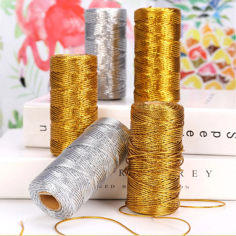 100M 1.5mm filo d\'oro Macrame corda artigianato fatto a mano corda nastro stringa regalo Wrap filo Vintage spago fai da te cucito decorazione per la