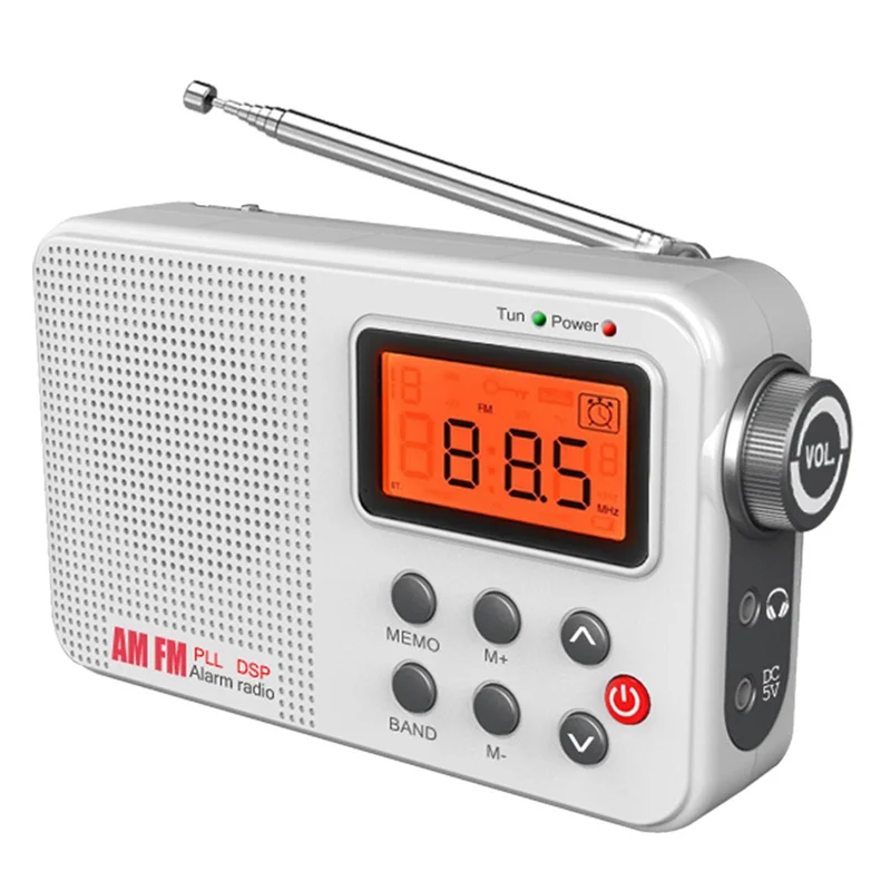 B27B Radio Multi Band Radio Battery/Plug-In Power World Receiver FM AM SW LCD Display/Time/Alarm