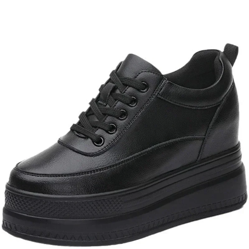 

Pop 9cm 2025 Microfiber Platform Heel Wedge Shoes Sneakers Pumps White Platform Air Mesh Hollow Pumps Shoes Women Zapatos De Muj