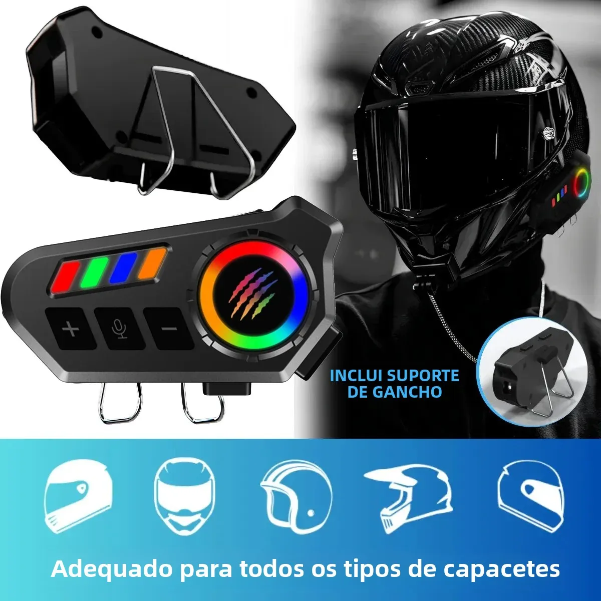 Sem fio bluetooth 5.4 capacete fone de ouvido mãos-livres chamada motocicleta fone de ouvido à prova dwaterproof água mp3 player música kit alto-falante para moto