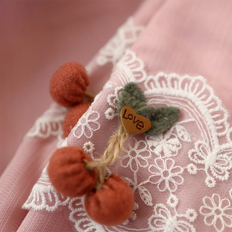 Korean/Japanese Pink Lace Short Curtains Korea Pastoral Cherry Half Curtains for Kitchen Valance #A310