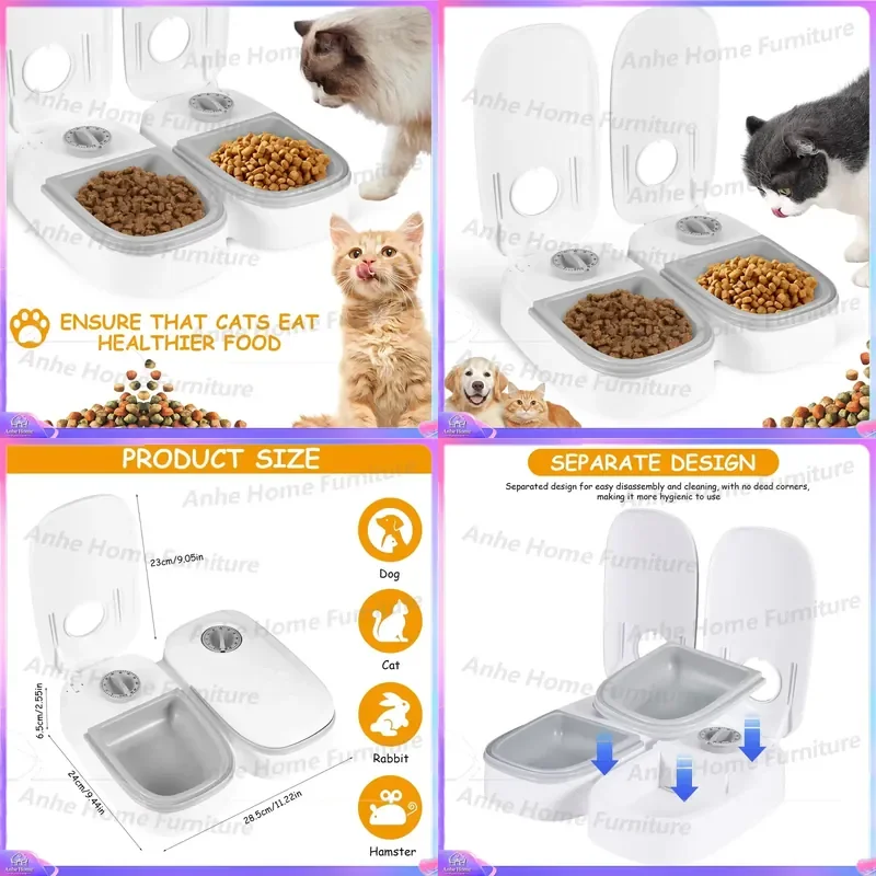 Automatic Pet Feeder for Dogs and Cats Dry and Wet Food Double Meal Separation Regular Quantitative Healthy Feeding Smart