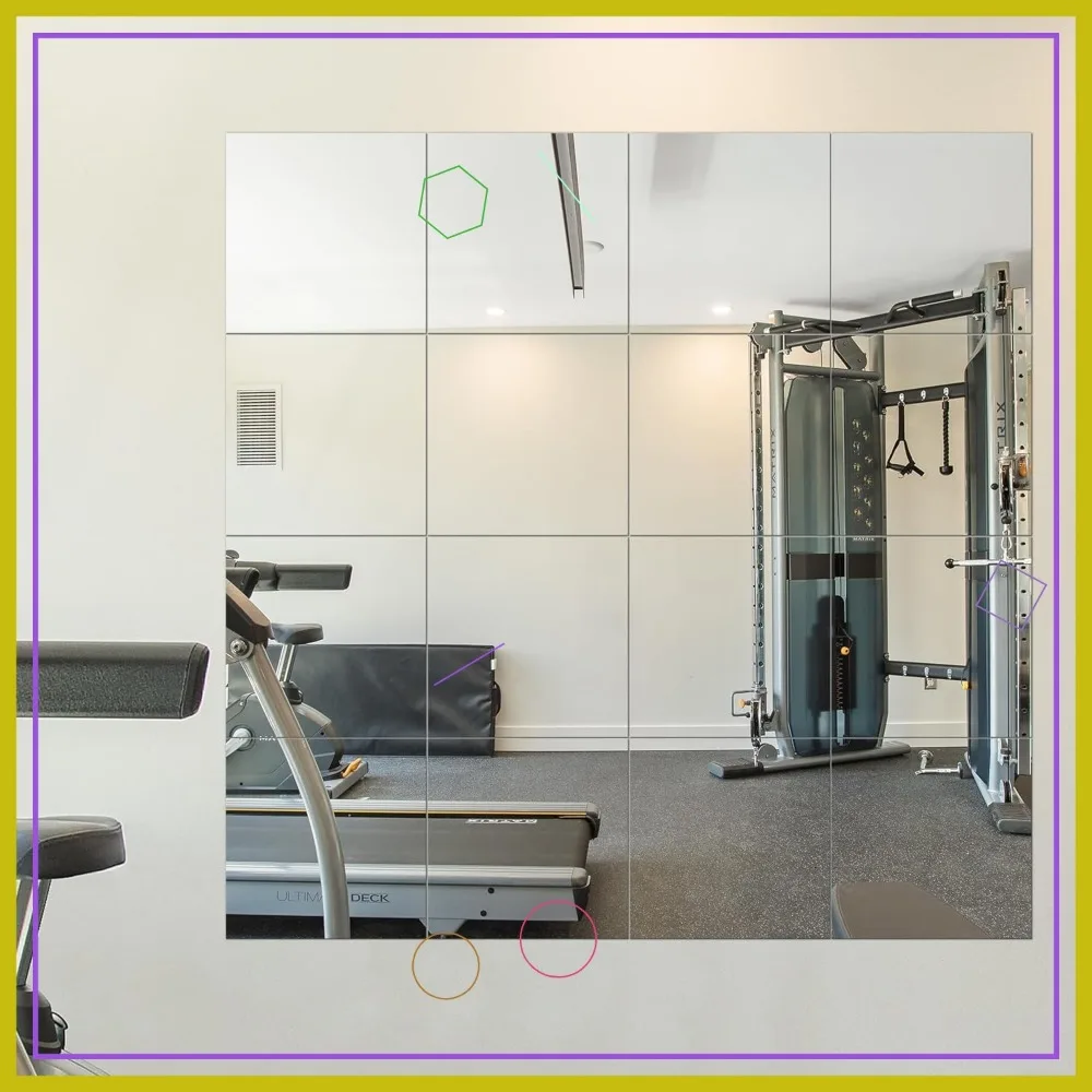 

12x12 Inch Glass Mirror Tiles, 16-Pack Frameless Wall Mirrors for Home Gym, Bathroom & Bedroom Decor