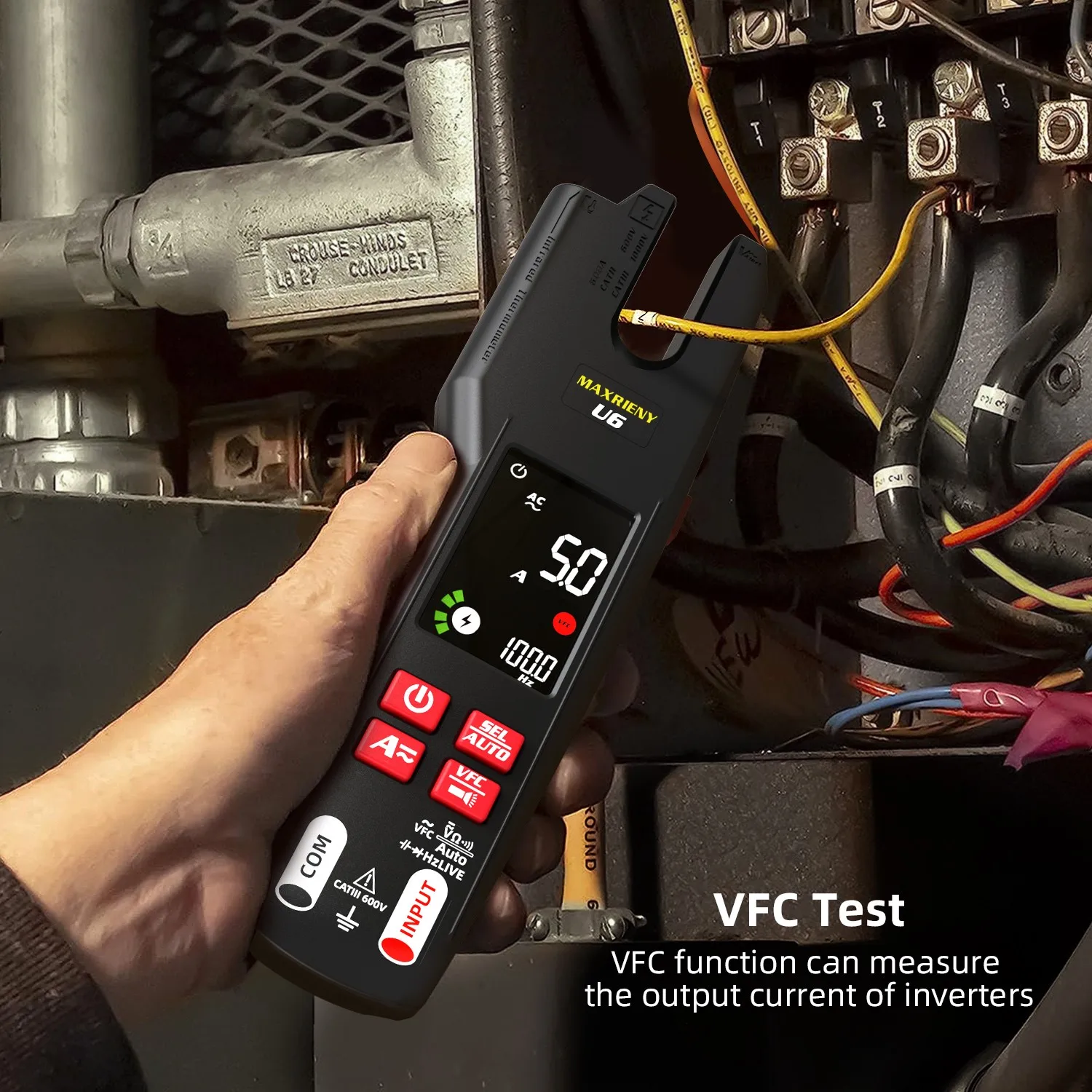 Imagem -04 - Digital Fork Clamp Meter 600a Atual Amperímetro de Mandíbula Aberta Multímetro dc ac Current hz Electrical Tester Bateria Recarregável Novo