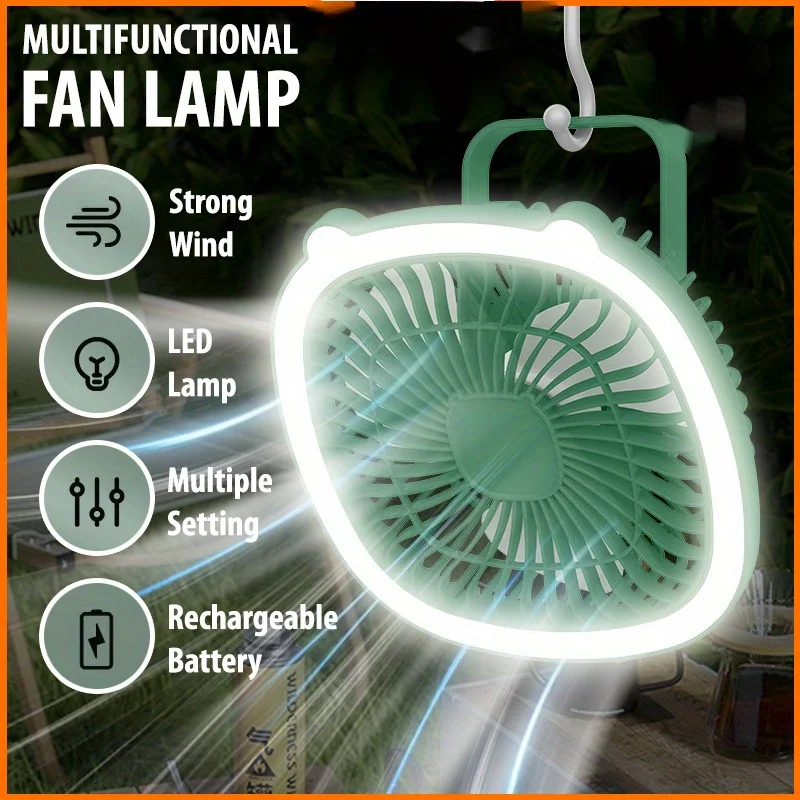 1pc Ultra-Quiet Portable Mini Fan - LED Light, 3-Speed, Rechargeable & Durable - Versatile Mount for  Office, Best Gift for Frie