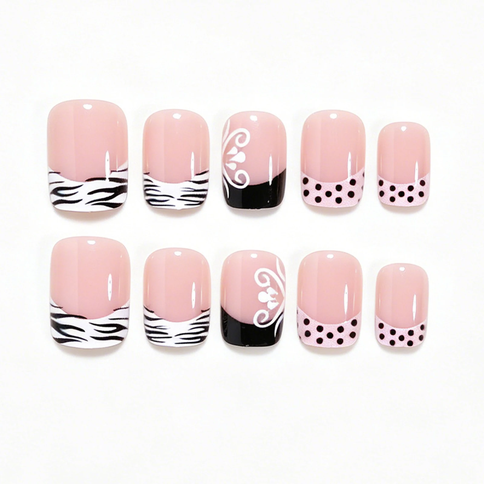 24 ชิ้น เล็บปลอมทรงสั้นทรงเหลี - Nail Art Zebra บทวิจารณ์และราคา