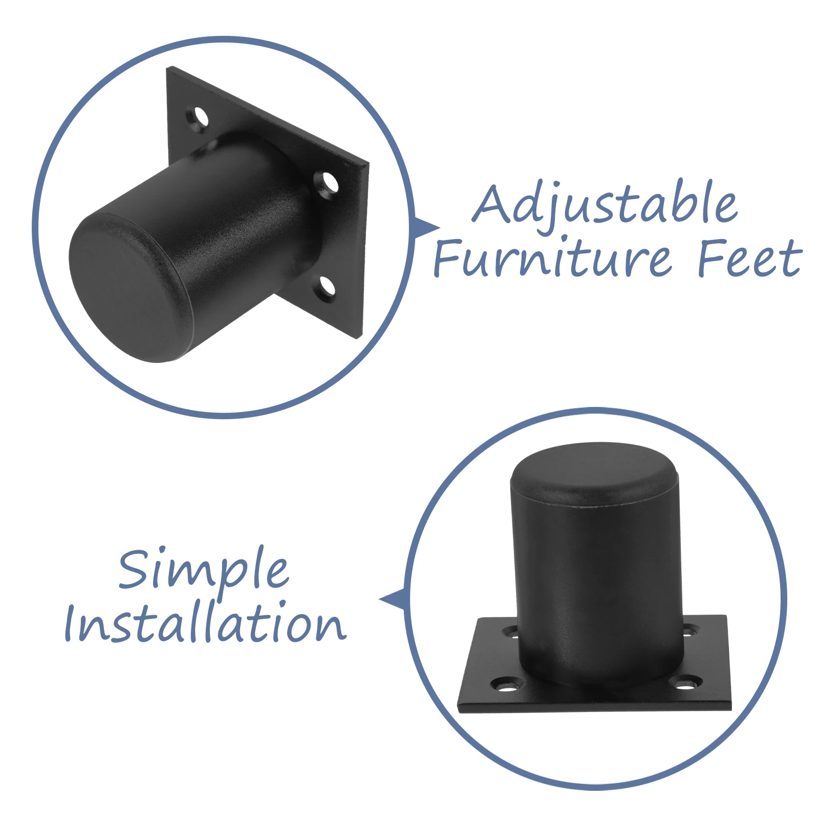 

2Pcs Aluminum Alloy Cabinet Feet 5cm Height Black Adjustable Furniture Legs Chair Replacement Sofa Support Sturdy Durable Stable