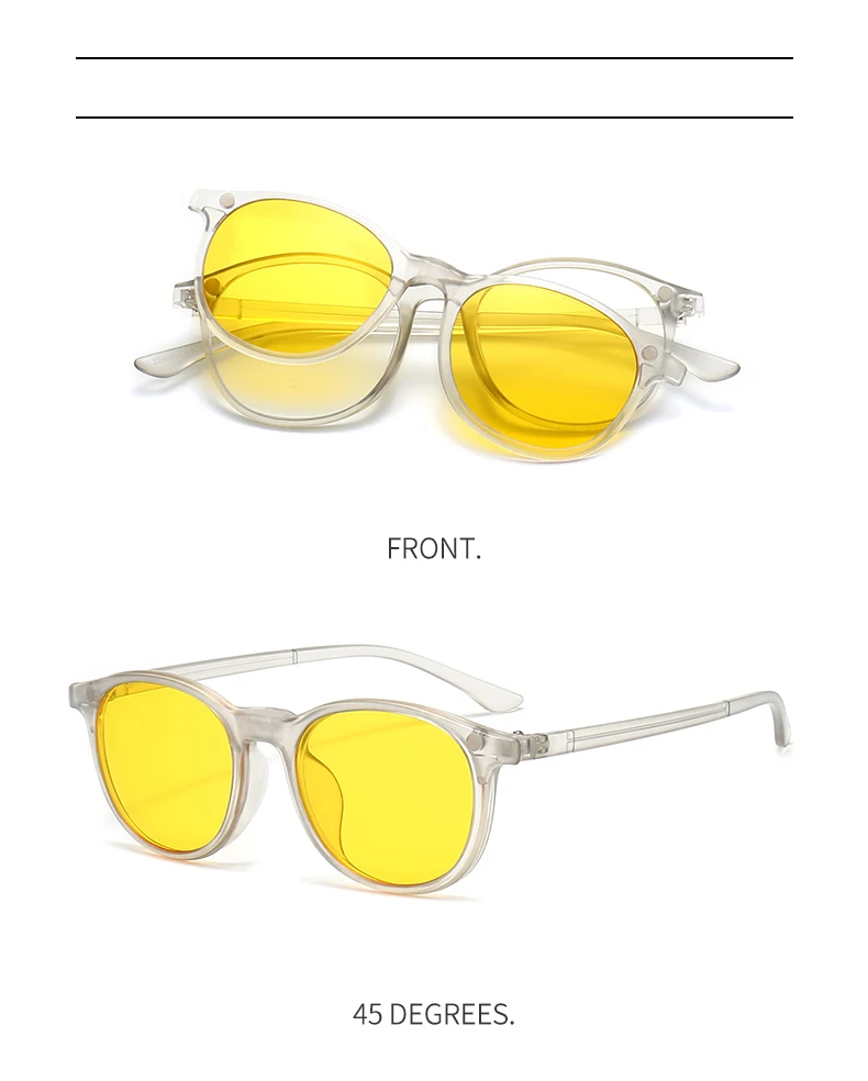 Vcka transparenten Rahmen Frauen Myopie Sonnenbrille 6 in 1 Magnet clip Brille runde Männer polarisierte verschreibung pflicht ige Brille-0.5 ~-6,0 – Detail 12
