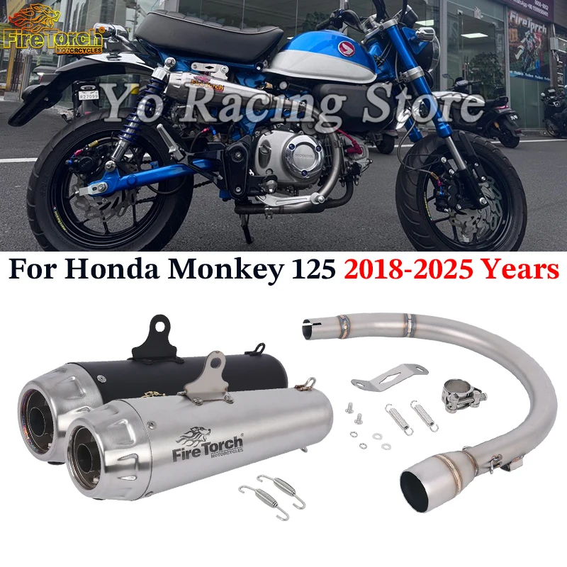 

Slip On Full System Motorcycle Exhaust Escape With Mid Link Pipe Muffler Moto For Honda Monkey 125 Monkey125 2018 - 2025 Years