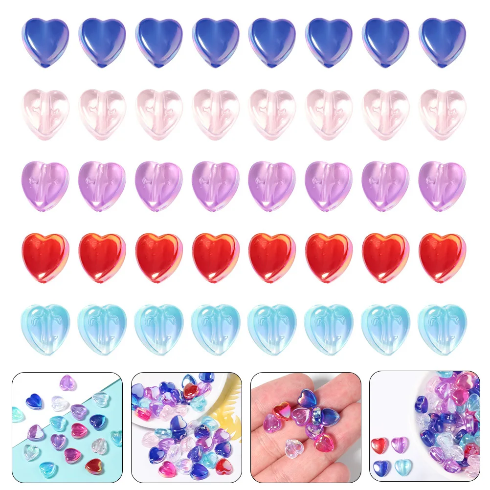 

300pcs Heart Shape Beads Acrylic Loose Spacer For Diy Jewelry Making Necklace Bracelet Craft Supplies Heart Spacer Beads