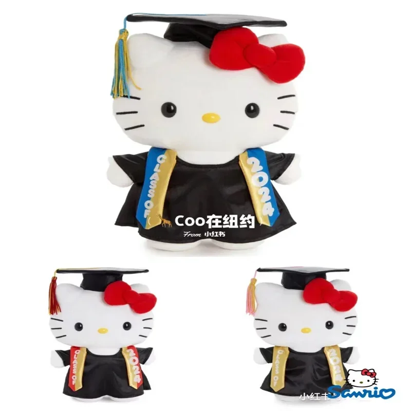 Graduation Season Sanrio Hello Kitty Bachelor's Gown And Doctoral Cap Plush Toys Cartoon Soft Stufffed Dolls Graduation Gifts