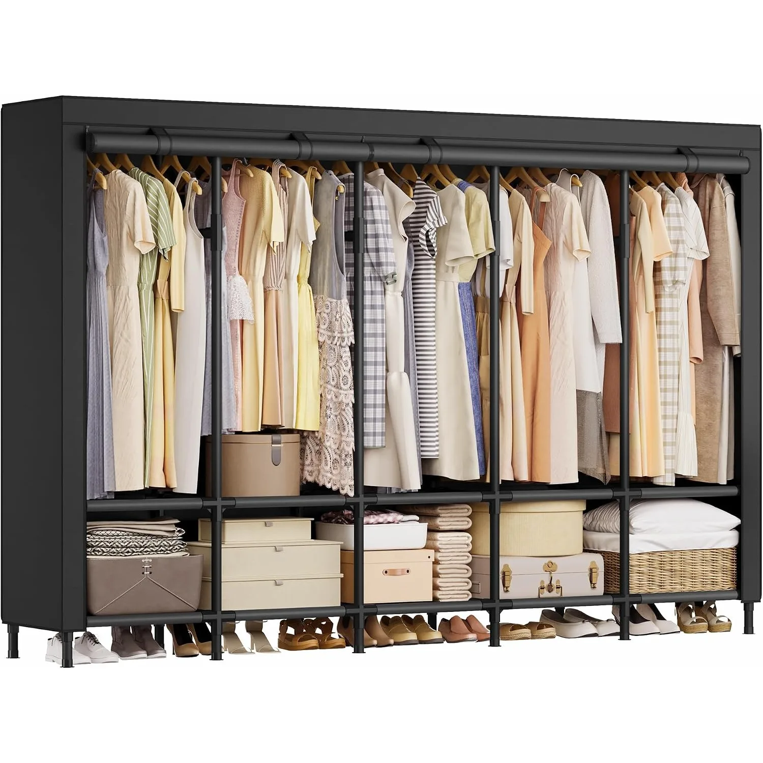 Wardrobe Closet, 83.5 Inch Large Capacity Portable Closet, Clothing Rack, 25 mm Dia,Thick Steel Tubes, Customized