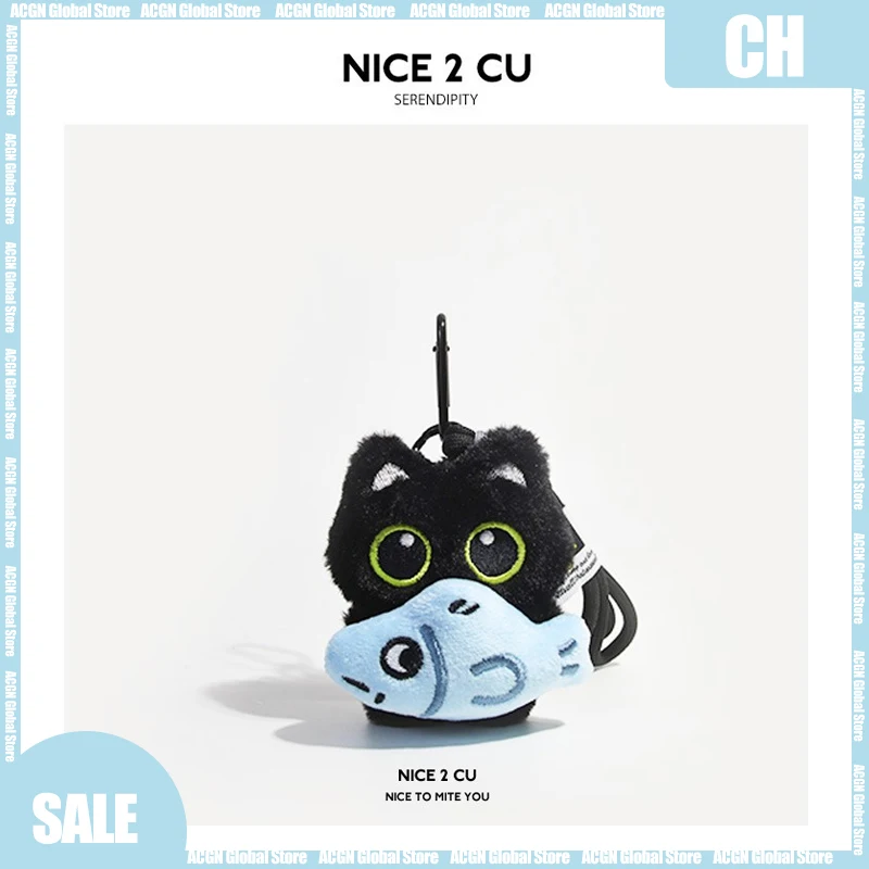 9cm Anime Cute Big-Eyed Black Cat Couple Plush Keychain Pendant Cartoon Manga Collection Soft Fluffy Car Key Ring Decor Gifts