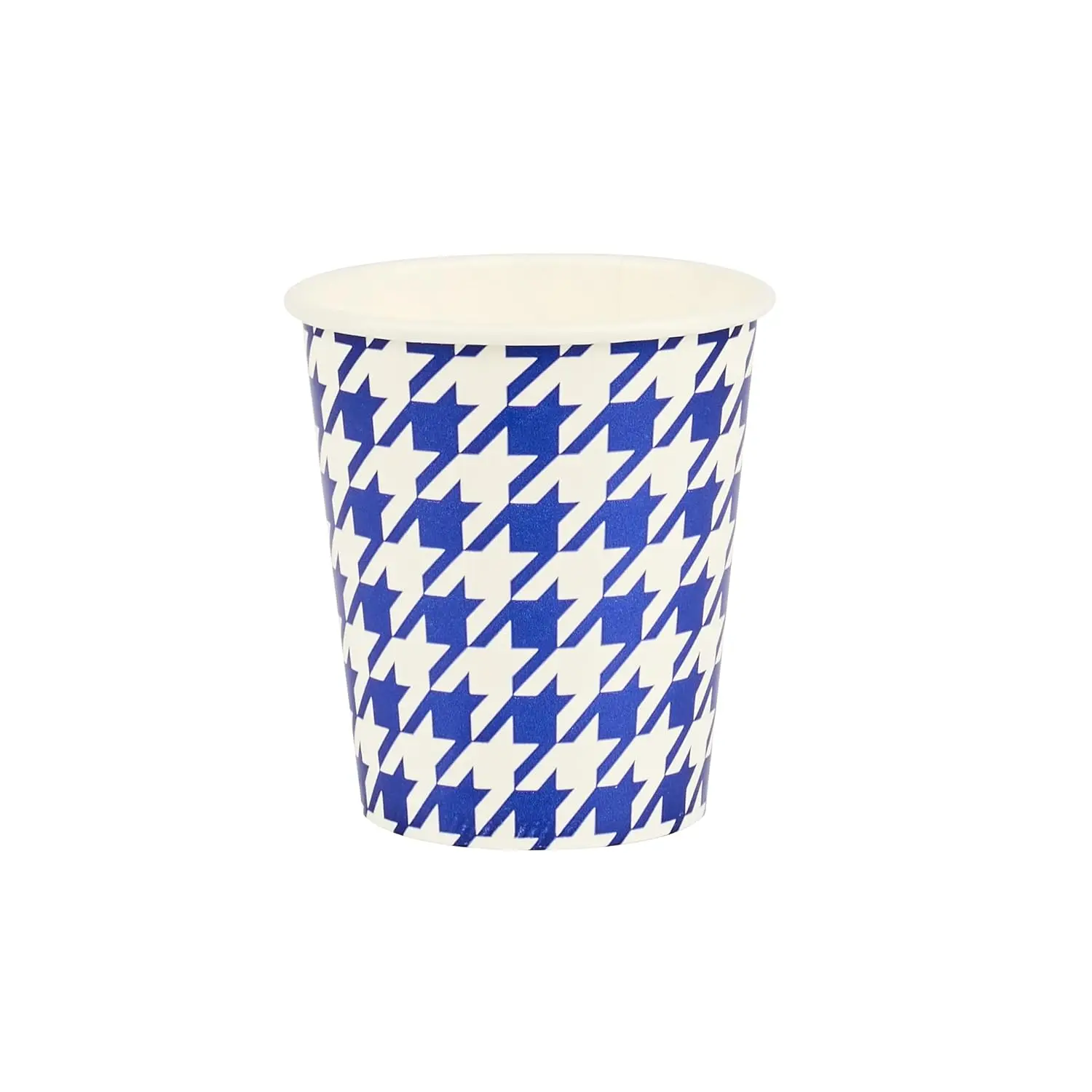 

Blue Houndstooth Paper Cups 500 Pack of 7 oz Poly-Coated Party Cups Rolled Rim Stackable Round Drinking Utensils For