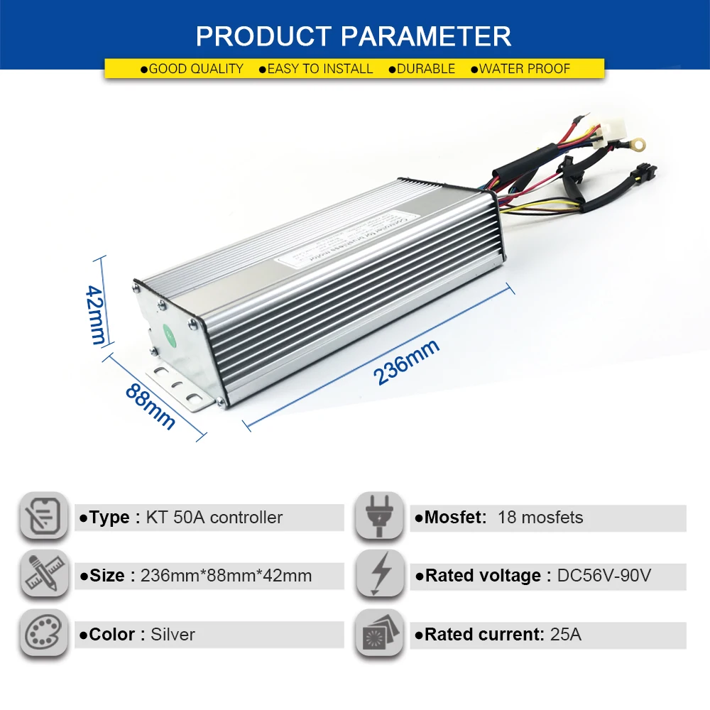 KT Ebike Controller 72V 3000W 50A 18 Mosfet Brushless Electric Bike Controller For Electric Bicycle Motor Conversion Kit Parts