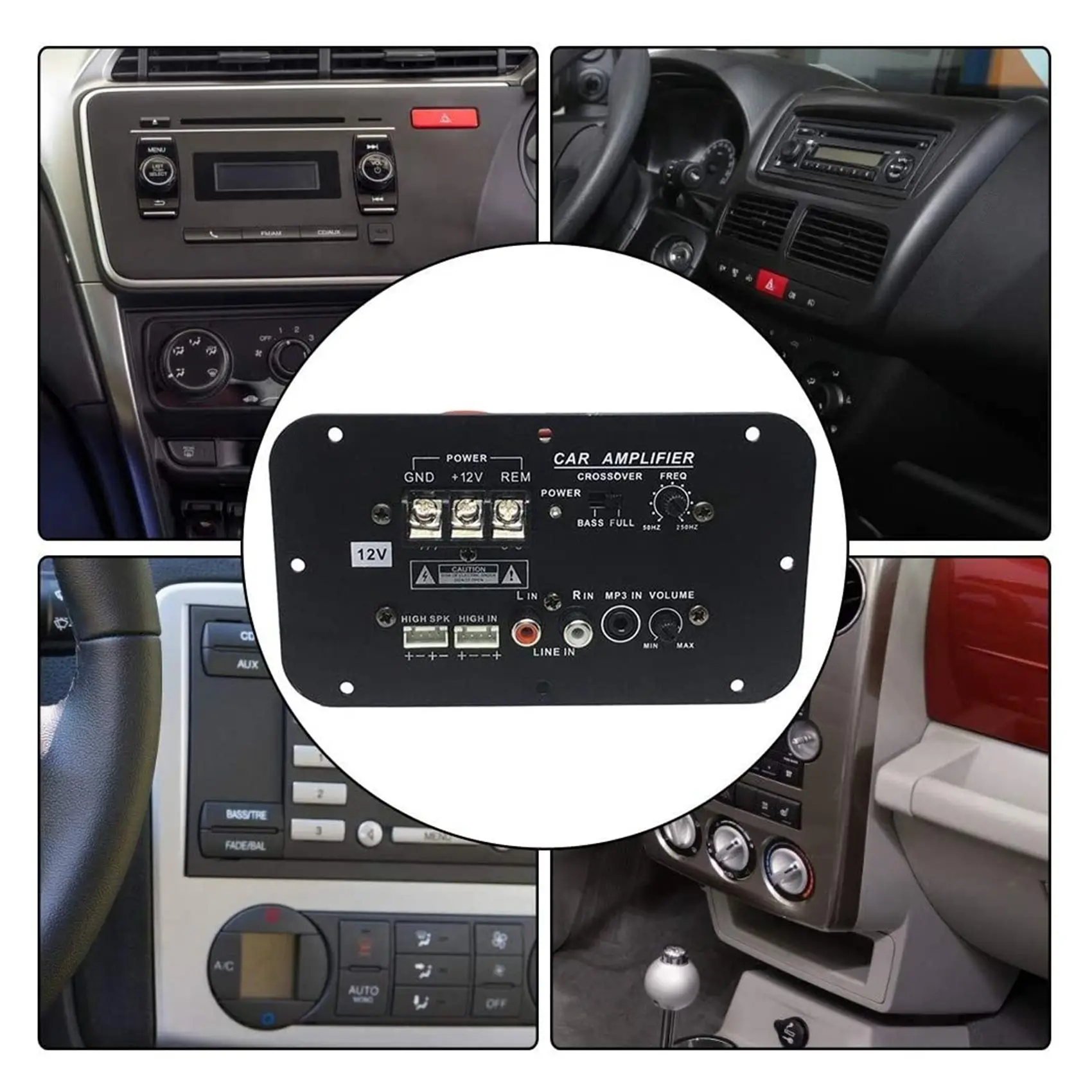 Placa amplificadora de subwoofer para carro WHQT, placa amplificadora de graves HiFi de alta potência para subwoofer 500W DC 12V