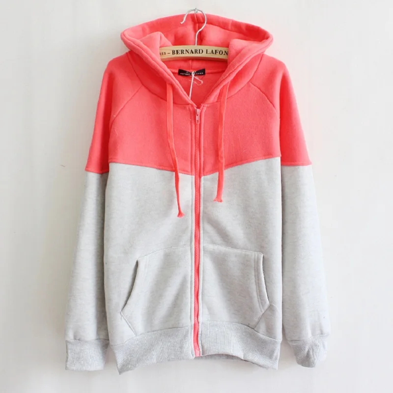 Fashion Trend Hoodie, Zippered Pockets, Fleece Sweater Long-sleeved Women\'s Sports Thin Coat