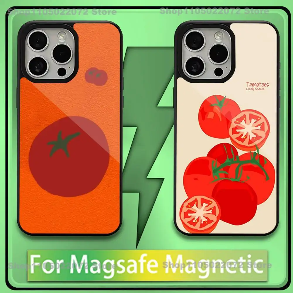 

Lovely Tomato Pattern Phone Case For iPhone 17,16,15,14,13,12,11,Plus,Pro,Max,Mini Soft Magesafe Magnetic Wireless Charge