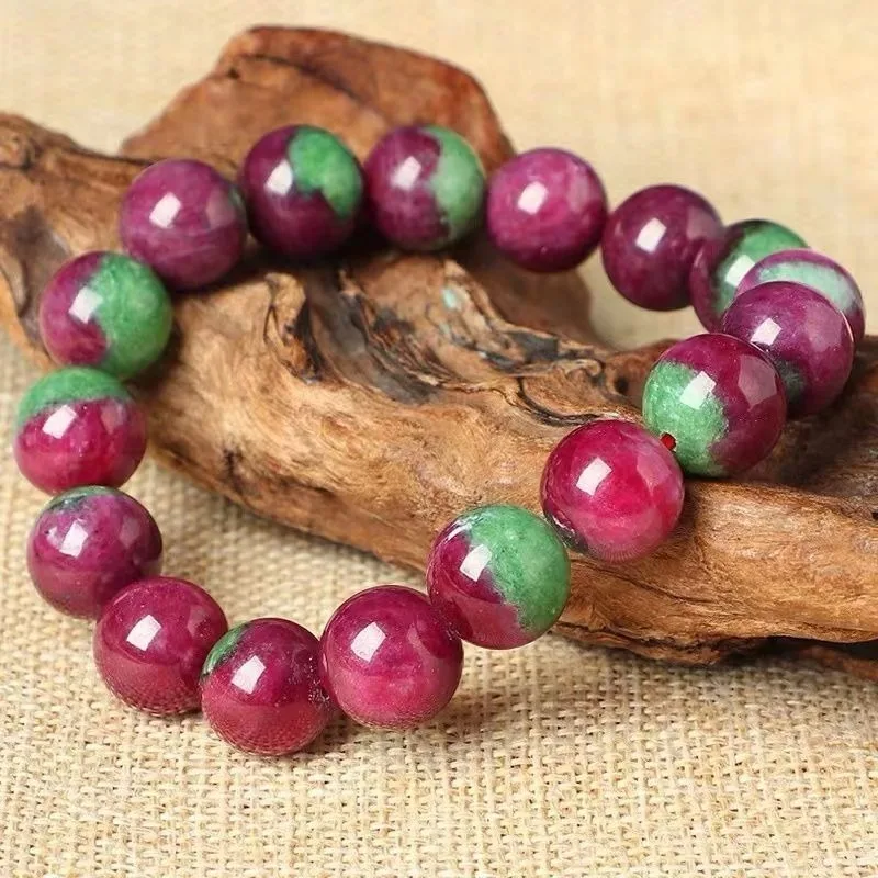 

Men's and Women's Red and Green Treasure Round Bead Bracelets, Classic Retro Ethnic Style Jewelry
