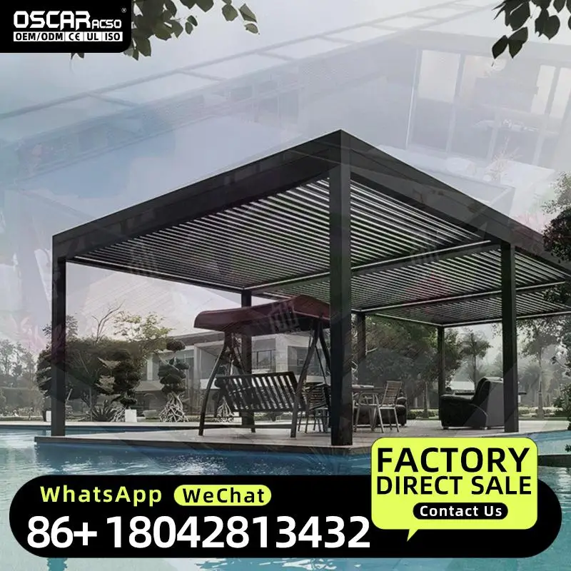 4x4 Waterproof Sun Shade Motorized Louvered Aluminium  for Garden Patio Backyard in US Outdoor Space Pergola