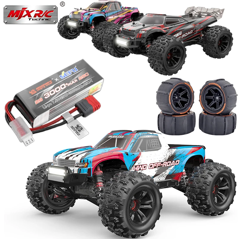 MJX-Hyper Go 16208,16209,16210 with Angry Snail 2S 3000mAh Lipo Long-Last Hobby Car, High Speed Brushless RC Truck, Dual Wheels 