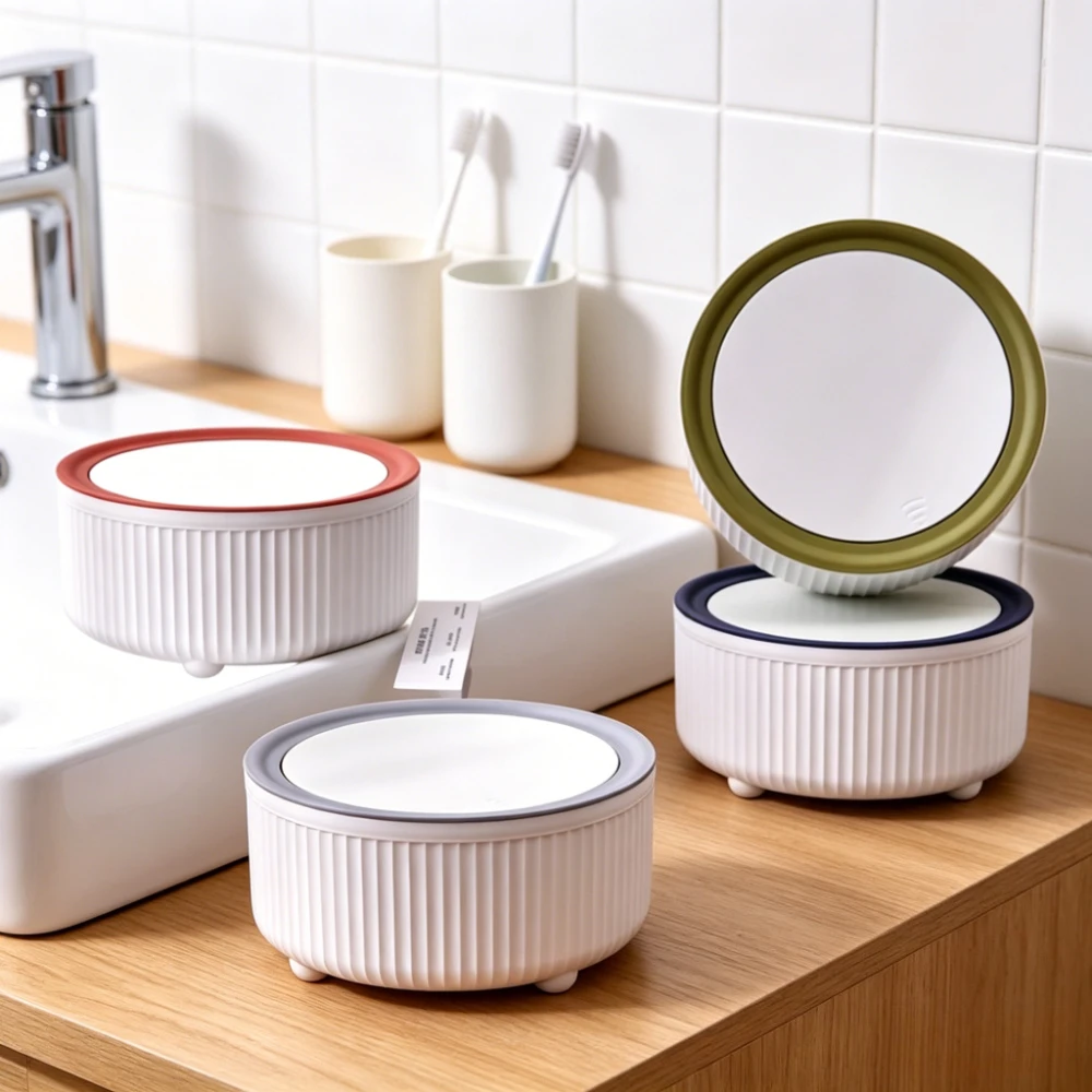 Simple Desktop Trash Can with Lid Open Press Small Paper Basket Living Room Coffee Table Cute Tabletop Garbage Container