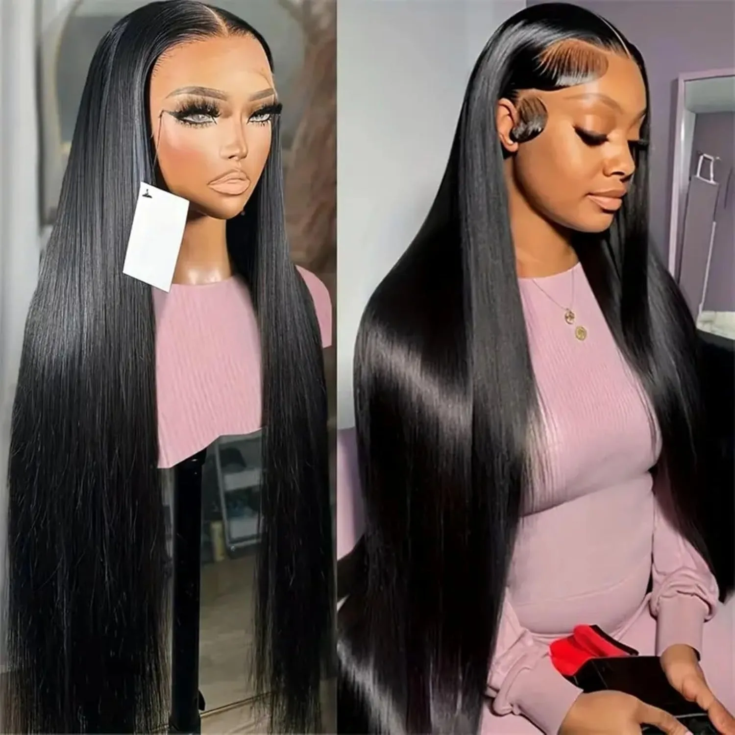 200% Density 13x4 Straight Lace Frontal Human Hair Wig 30 40 Inch 13x6 HD Transparent Lace Front Wig Human Hair Wigs Pre plucked image 2