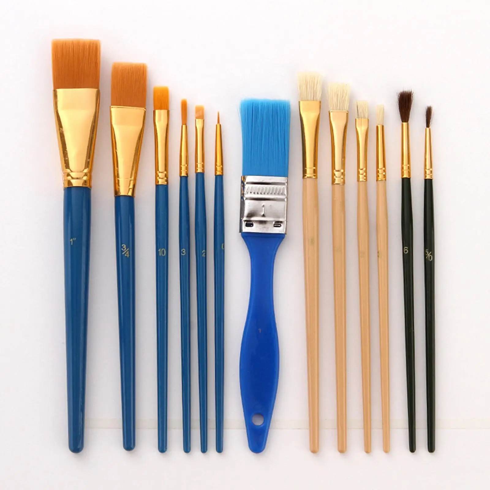 

Artist Painting Brushes Set Small Large Wooden Handle Nylon Hair for Craft