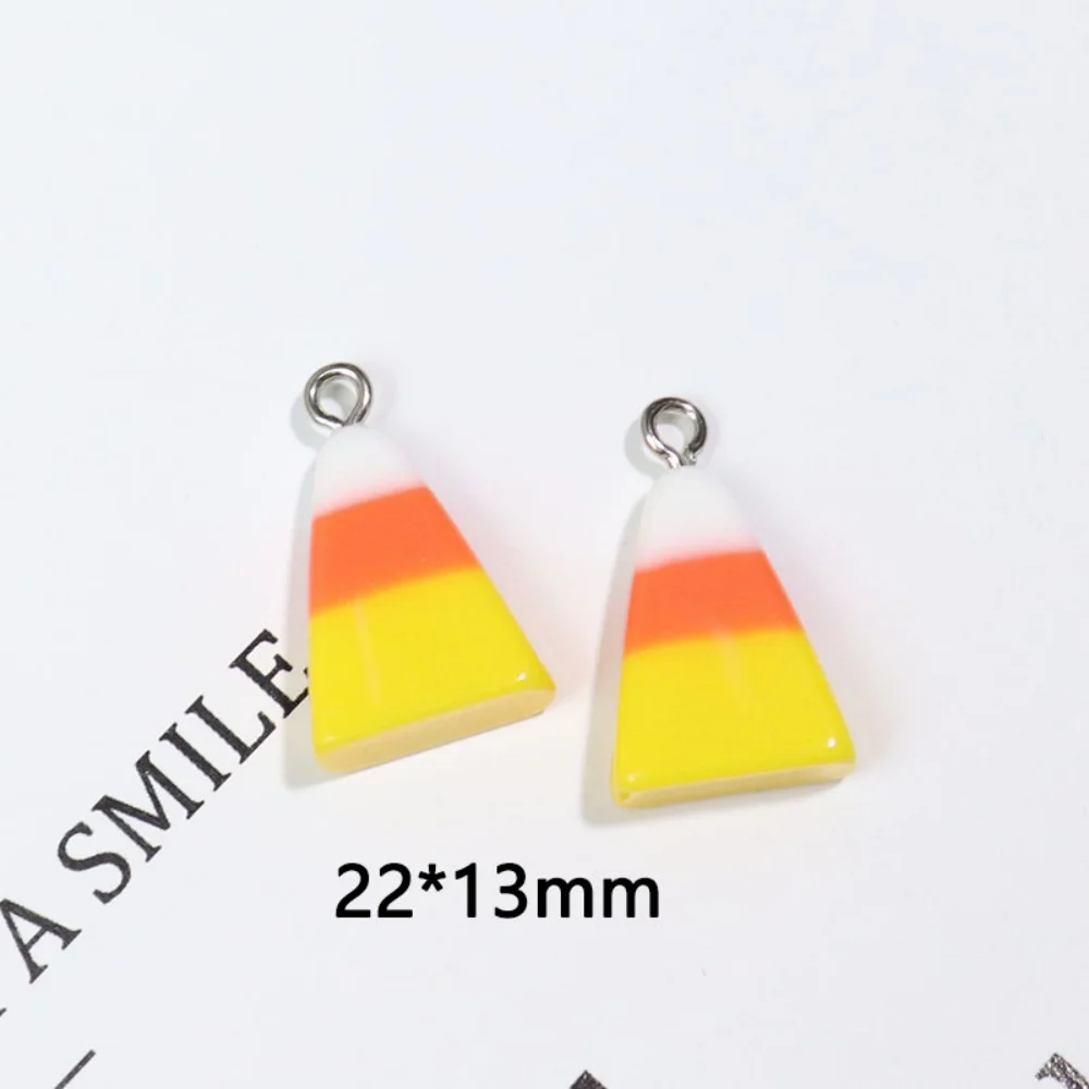 10pcs Resin Triangular Gradient Corn Kernels Charms for DIY Making