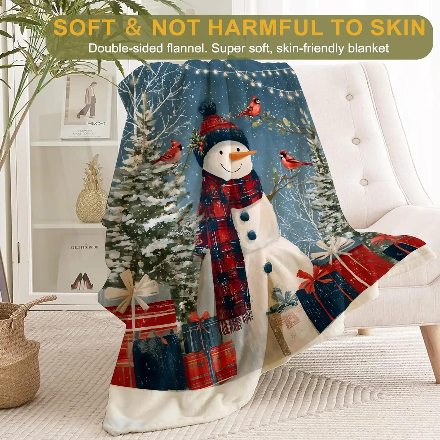 Nutcracker Christmas Decorative Throw Blanket, Tree Soldier Print Decoration, Soft Flannel Winter Blankets for Couch Bed Sofa