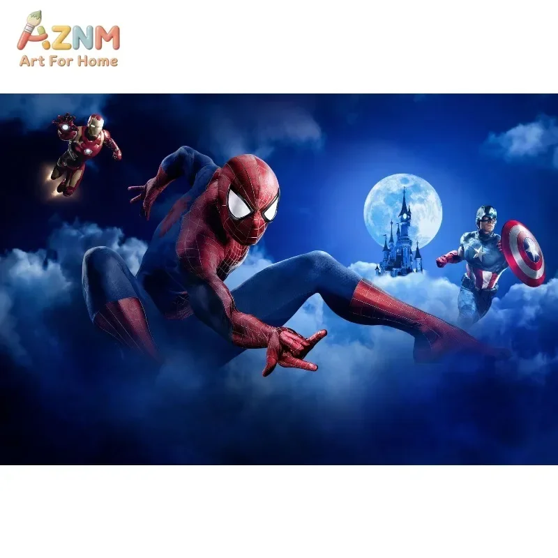 Black Symbiote Spider Man Canvas Wall Art Set 9PCS Vintage Marvel Comic Poster Spider-Man Venom Style Hulk Print Boys Bedroom view 6