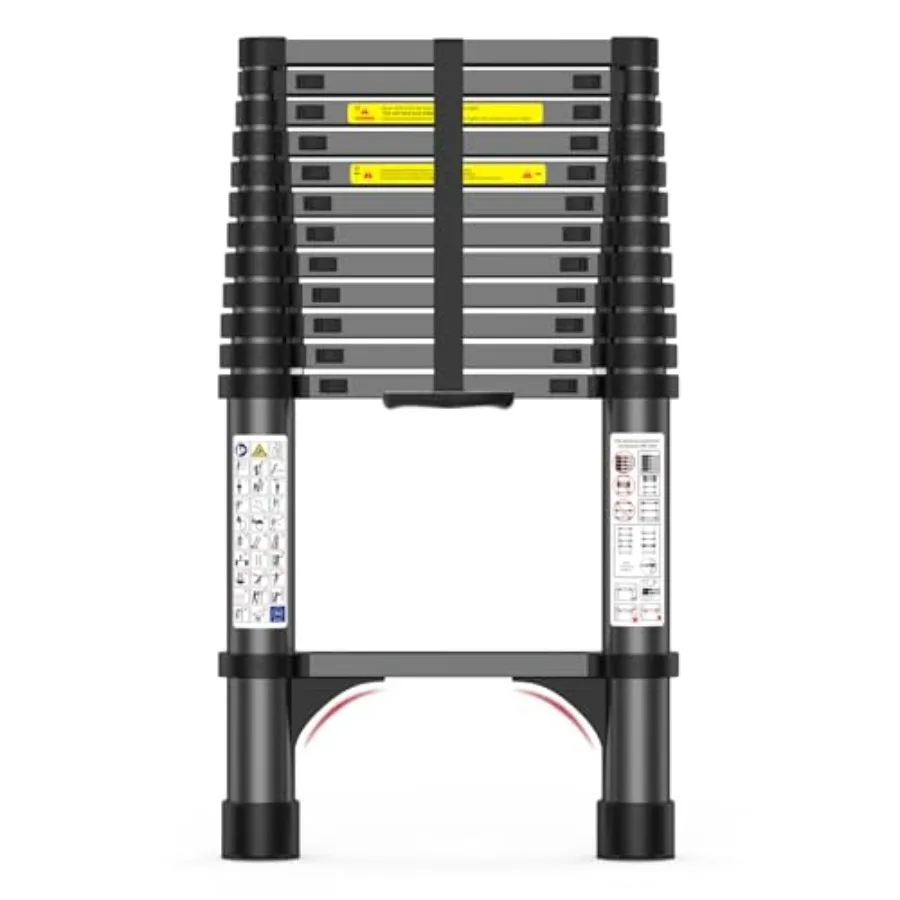 

Telescoping Ladder 330lb Capacity Aluminum Heavy-Duty Extension Ladder with Anti-Slip Steps for Secure Attic Access Roof and Ho