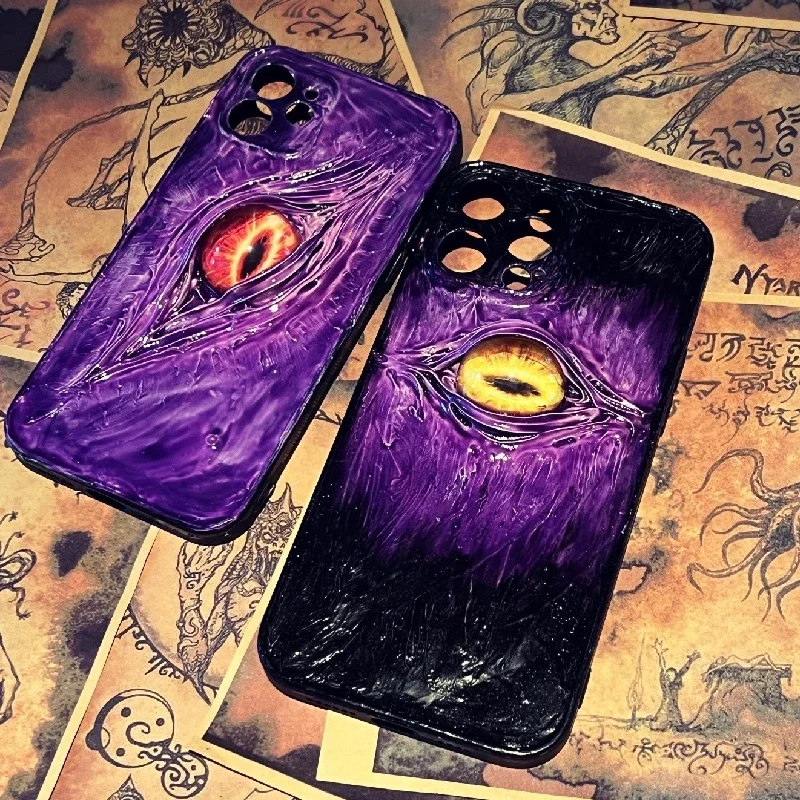 4096 Original 3D hecho a mano teléfono móvil estilo Cthulhu ojo luminoso Horror funda para teléfono móvil personalizado regalo de Navidad y Halloween