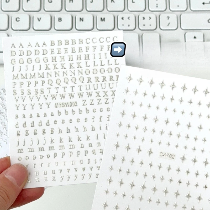 5 sheet Mini Silver Alphabet Stickers Adhesive Letter  Star Decor for DIY photo card  Glittering Scrapbooking Embellishments