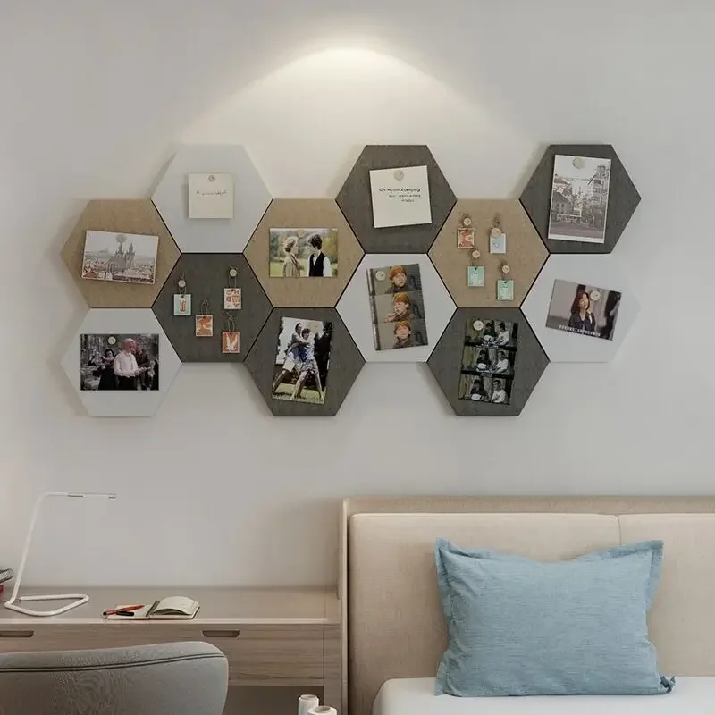 Nordic Creative DIY Felt Hexagon Wall Stickers Living Room Felt Photo Wall Message Board Interior Office Decoration Display Wall