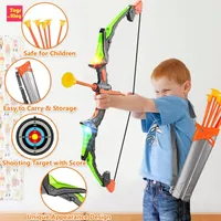 2PC Set Children Archery Toys Lights Bow Arrow Crossbow Outdoor Sports Suction Cup Target Home Soft Arrows Boy Shooting Toy Game