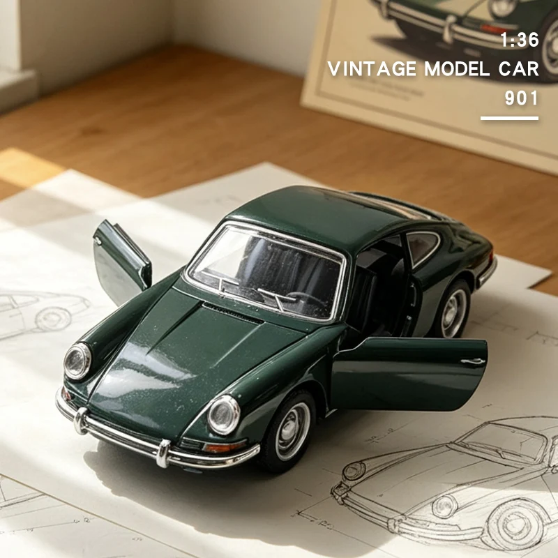 1/36 Vintage Retro Car Model,901 Classic,Super Car Model,Die-Cast Metal,Exquisite Compact Pocket Car,Beautiful Collectible