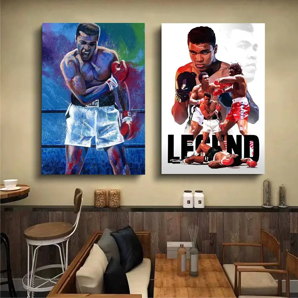 جديد كلاسيكي محمد علي قماش اللوحة الشهيرة الملاكم إلهام المشارك ورق مقاوم للماء ملصق مقهى البيت بار طلاء جدران