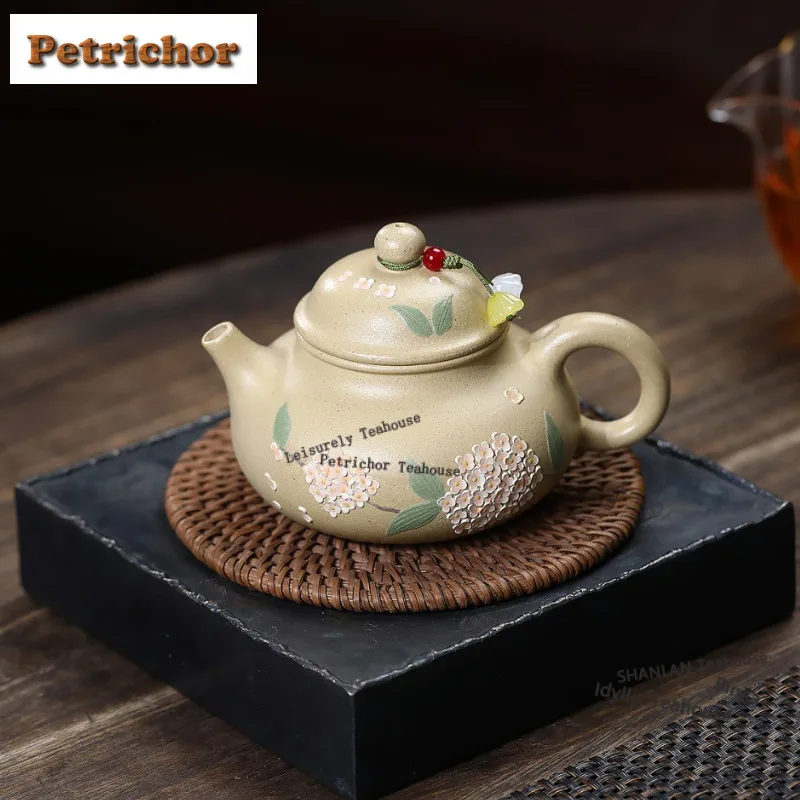 190ml Ancient Yixing Purple Clay Teapots Handmade Rongtian Pot Raw Ore Green Mud Tea Maker Kettle Zisha Tea Set Teaware Gift view 4