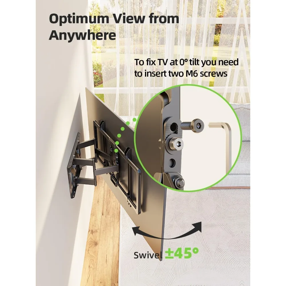 

Ultra Slim TV Wall Mount for Most 37-90 inch Television,Full Motion TV Mount Dual Swivel Articulating Tilt 6 Arms, Up to 120lbs
