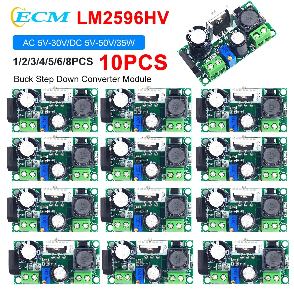 LM2596HV AC/DC To DC Power Module Regulated Power Supply Adjustable AC 5V-30V DC 5V-50V Voltage Regulator Chip DIY Accessories