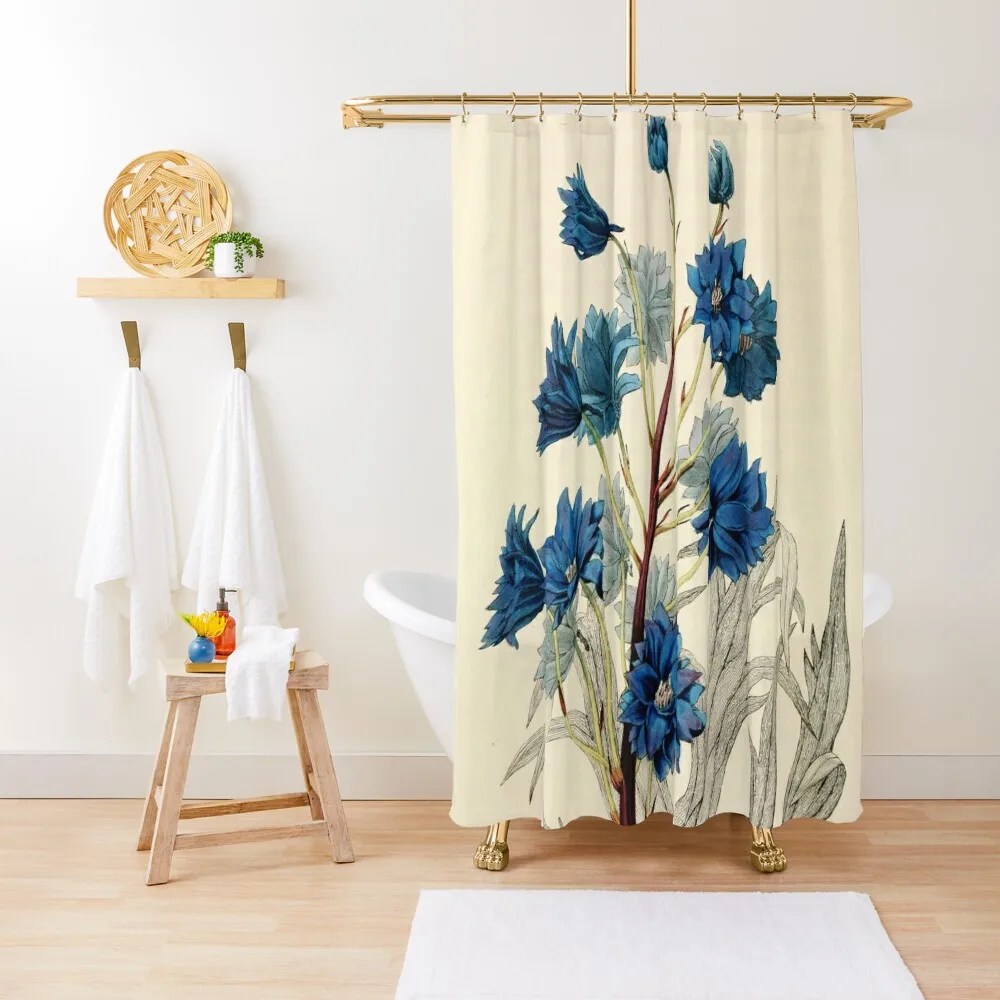 

Vintage Botanical - dark purple larkspur Shower Curtain Toilet Accessories Bathroom