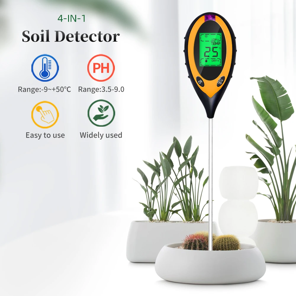 2/3/4/5 in 1 Soil PH Meter Soil Tester Flower Meter Moisture Meter Temperature Sunlight Intensity Analysis Acidity Garden Tool