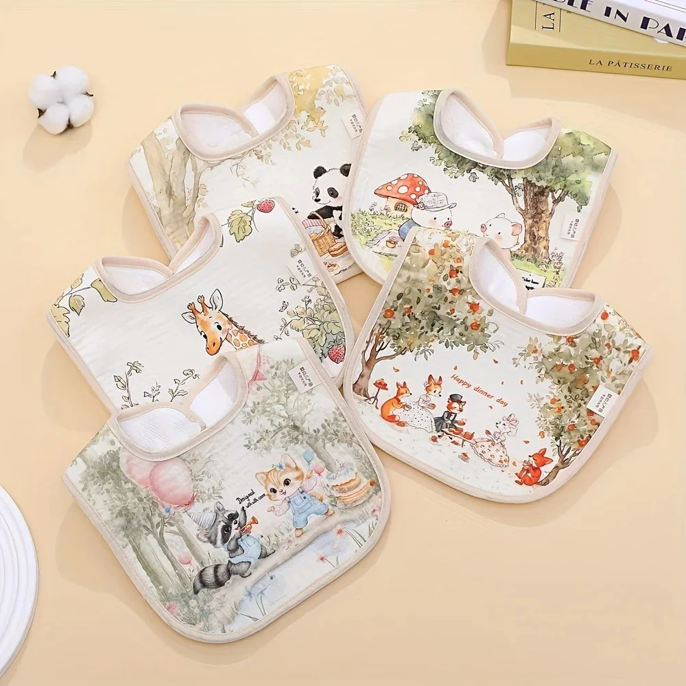New Cotton Bibs Waterproof Care Feeding Bib Adjustable Neck Absorbent Burp Clothes for Girls Boys
