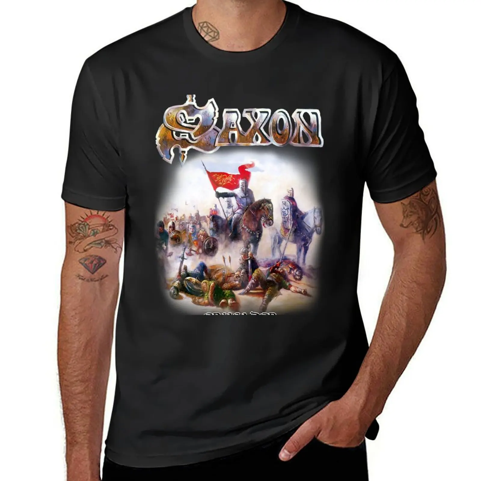 Saxon - Crusader Classic Old School Heavy Metal NWOBHM T-Shirt tops blacks sweat mens clothing