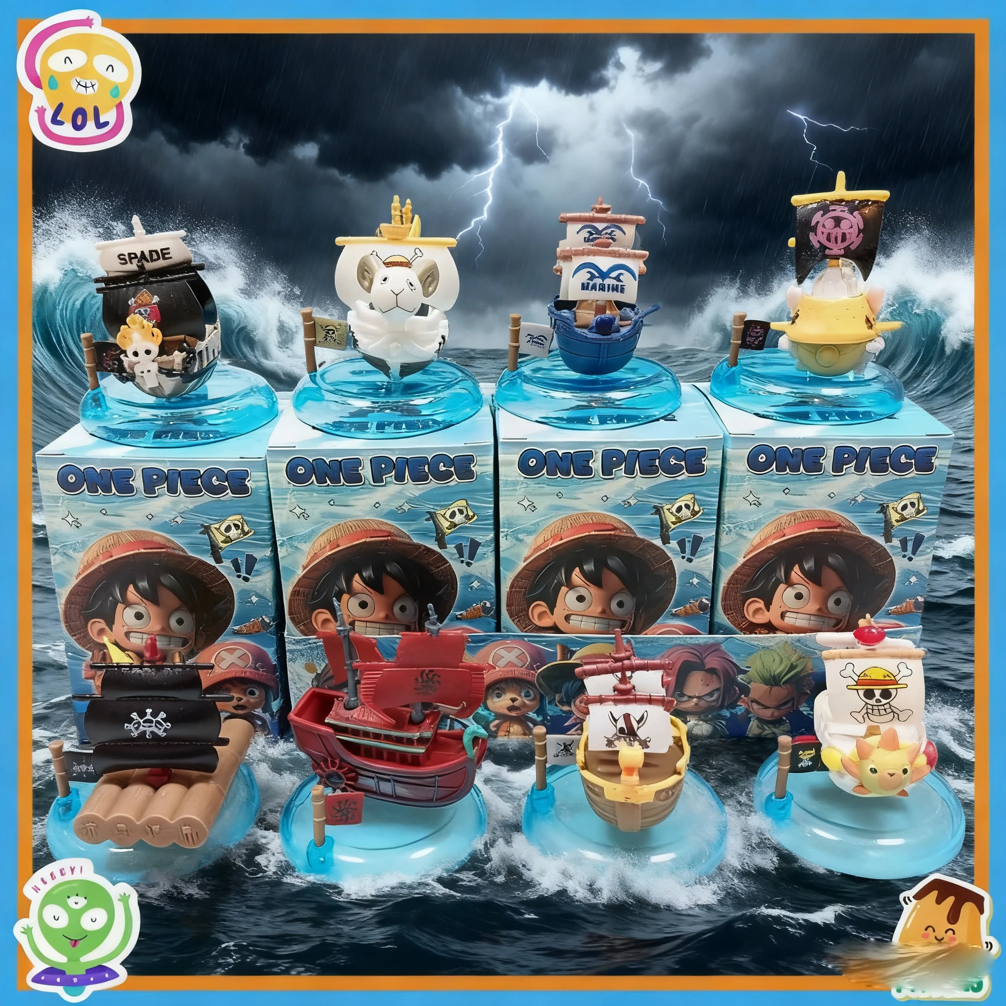 

Anime Figures Pirate King Handheld Figures Straw Hat Luffy Zoro Q-Version Chopper Captain's Trendy Play Model Figurine Blind Box